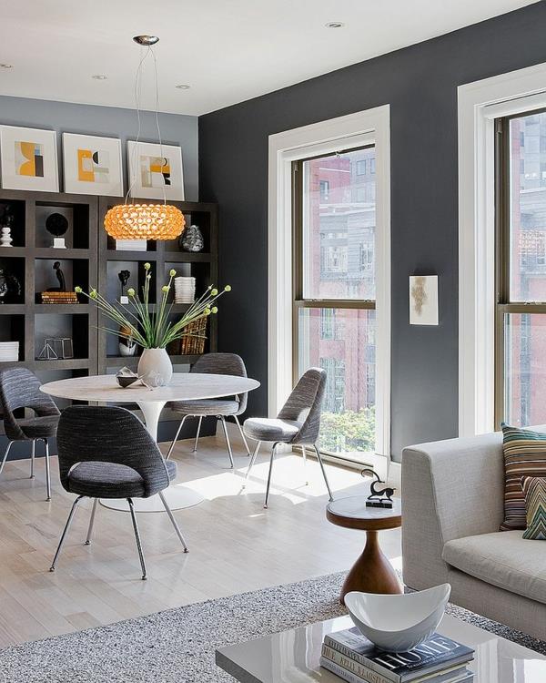 couleur des murs gris foncé meubles rétro