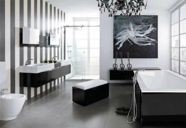 idées de peinture murale salle de bain meuble vasque flottant