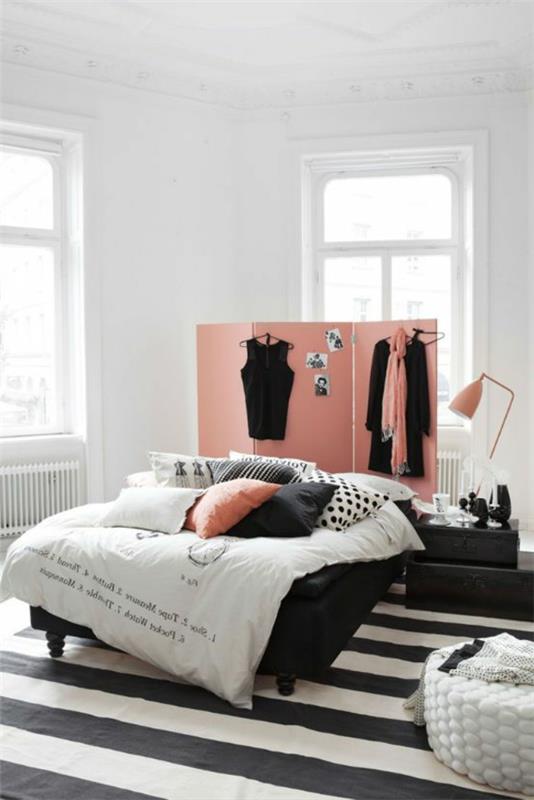 idées de couleur de mur tapis noir blanc
