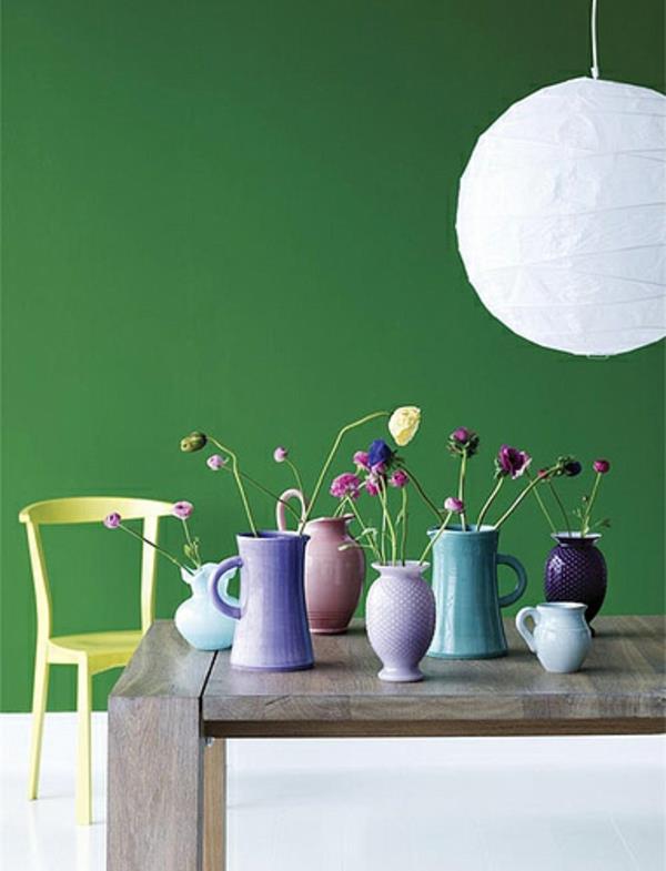 kolor ściany zielone pomysły na kolor projektowanie ścian przedmioty dekoracyjne wazony