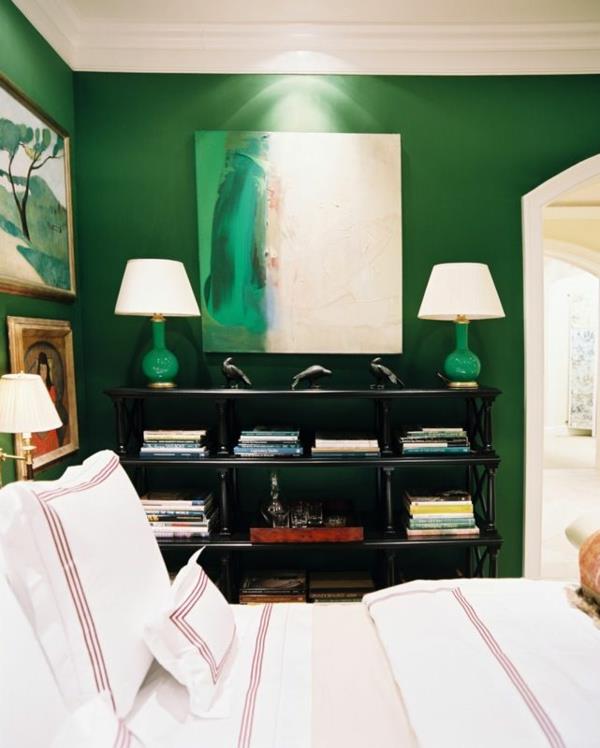 kolor ścian w kolorze zielonym pomysły projekt ścian elegancki połysk