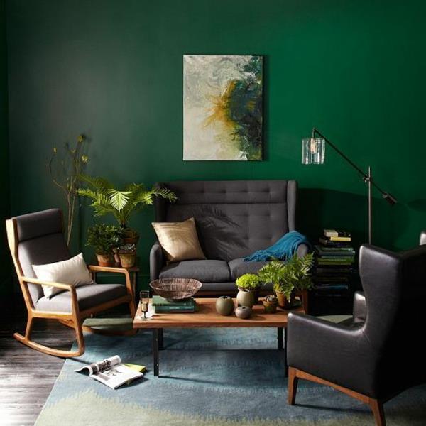 zielony kolor pomysły projekt ściany fotel sofa