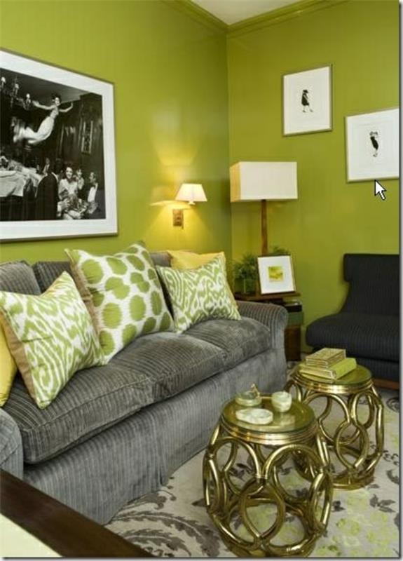 kolor ściany lampa stołowa kolor zielony pomysły projekt ściany sofa tapicerka