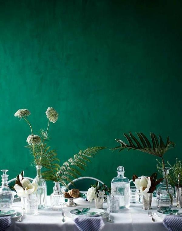 kolor ściany nasycony zielony kolor pomysły stół do projektowania ścian jeść