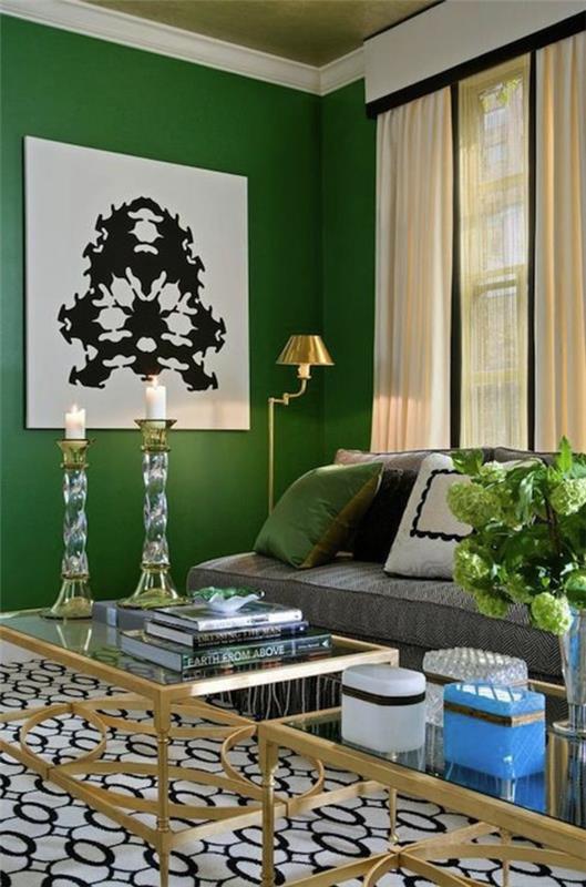 kolor ściany zielony kolor pomysły projekt ściany salon