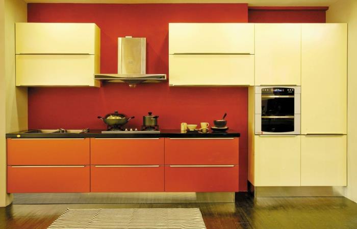 idee peinture murs cuisine design mur rouge meuble cuisine orange idee design mur cuisine