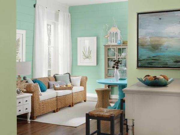 couleur des murs vert menthe salon meubles en rotin couleur des murs vert