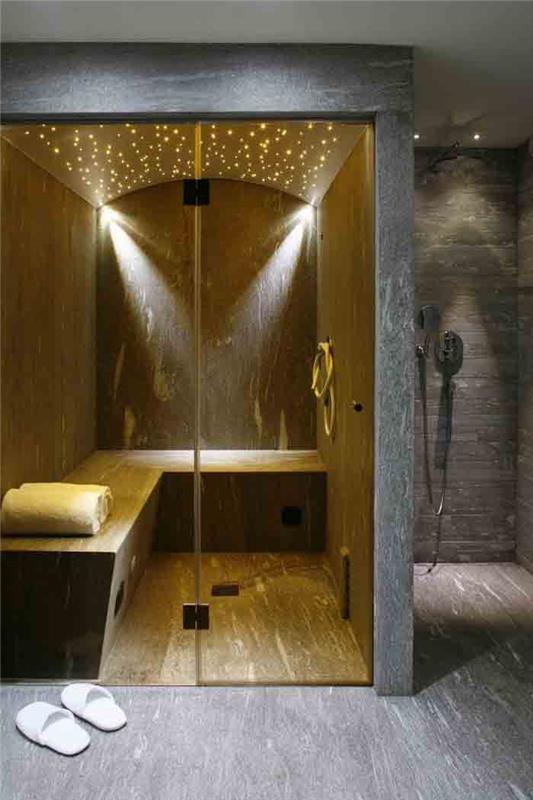 płytki ścienne projekt łazienki kamień naturalny sauna