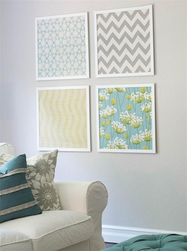 projektowanie ścian wiosenna dekoracja majstrować diy pomysły tkaniny próbki tkanin