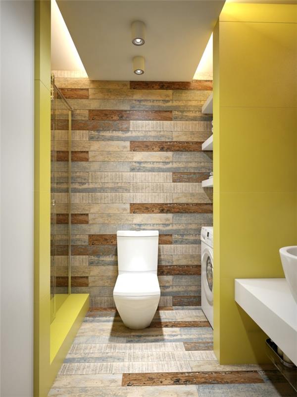 pomysły na aranżację ścian łazienka dekorowanie żółtych ścian