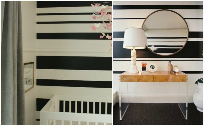 idées de conception de mur bricolage décoration murale rayures noires et blanches