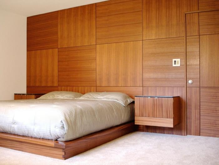 idées de conception de mur chambre à coucher panneaux en bois