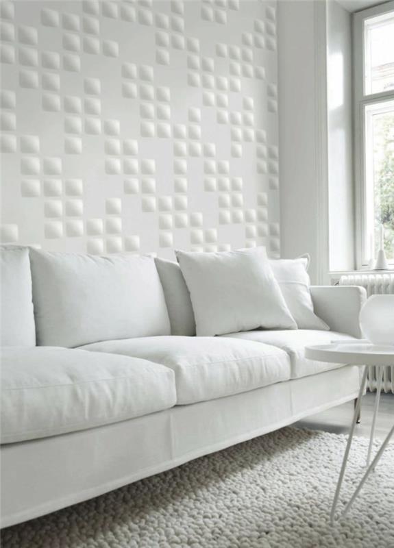 idées de conception de mur salon tapis de salon élégant blanc