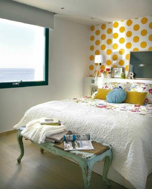 mur design chambre vouloir papier peint motif pointillé jaune