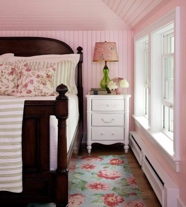 pomaluj panele ścienne wygląd drewna pomaluj panele ścienne różowa romantyczna sypialnia