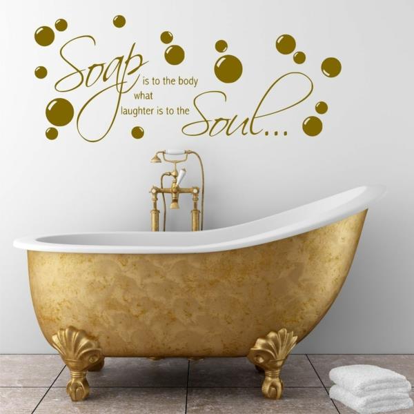 paroles murales mur de la salle de bain baignoire dorée