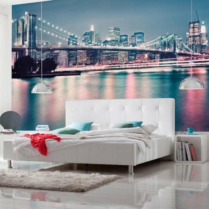 papier peint mural chambre photo papier peint blanc lit