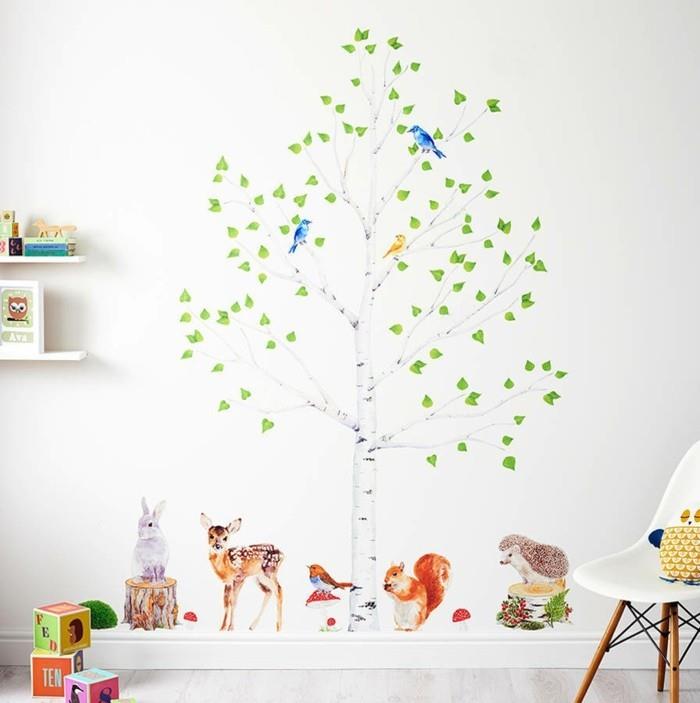 stickers muraux pépinière idées de décoration murale animaux de la forêt arbre