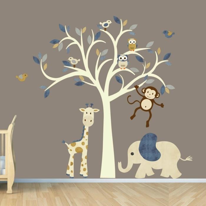 stickers muraux idées de vie d'arbre pépinière arbre animaux nature