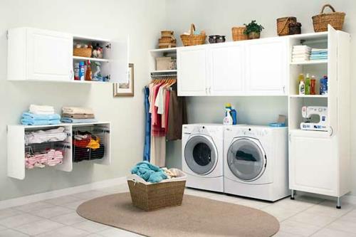 laverie installation d'organisation machines à laver blanches