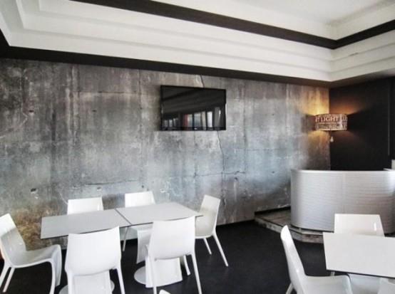 Meubles de salle à manger blancs brillants papier peint en béton tv lcd moderne original