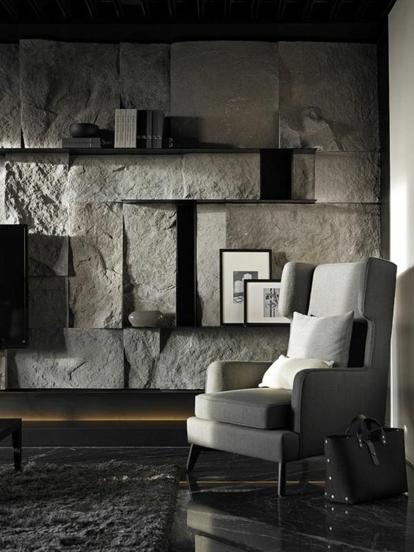 Idées de décoration d'intérieur de murs en pierre blanche et grise