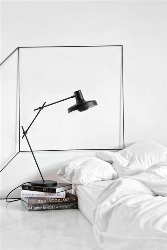 lampe noire de décoration murale minimaliste de chambre à coucher blanche