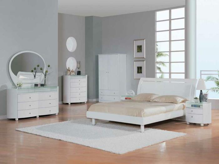 chambre blanche ameublement blanc tapis coiffeuse plantes