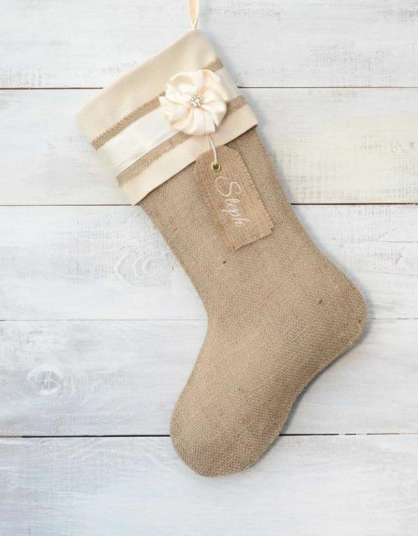 rękodzieło bożonarodzeniowe buty nicholas szycie rustykalna dekoracja z tkaniny konopnej kwiat