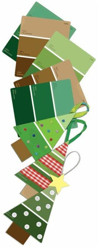 rękodzieło bożonarodzeniowe z dziećmi jodły wykonane z kolorowego papieru z guzikami