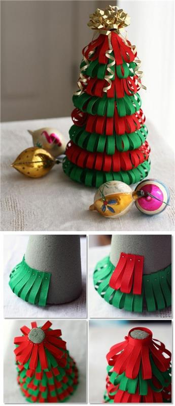 świąteczne dekoracje diy pomysły majsterkowanie tkaniny wstążki choinka
