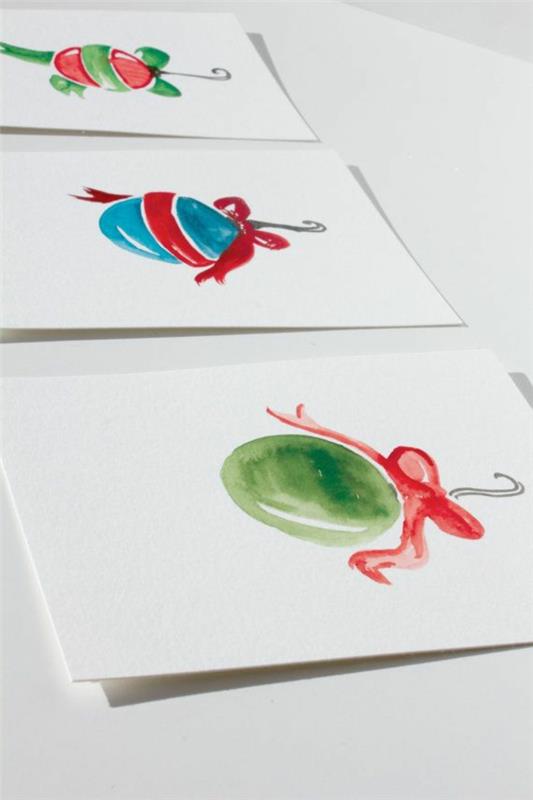 majsterkować szablony kartek świątecznych piłka kolory wodne