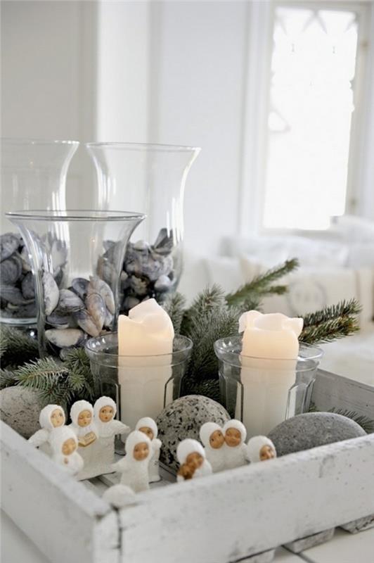 décorations de noël style scandinave bougies pierres rustique
