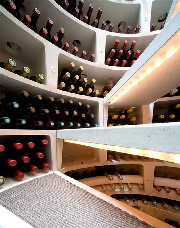 stockage de vin cave à vin ronde design spirale