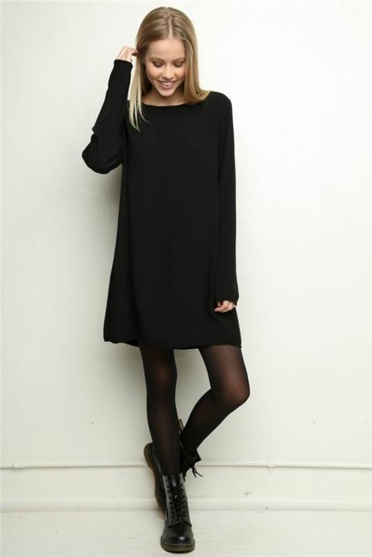mode d'hiver robes d'hiver robe tricotée mini robe noire