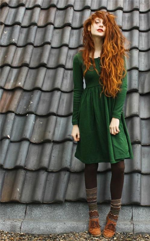 mode hiver robes d'hiver robe tricotée couleurs tendance vert