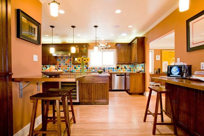 idee peinture murs cuisine couleur orange peinture mur fond cuisine