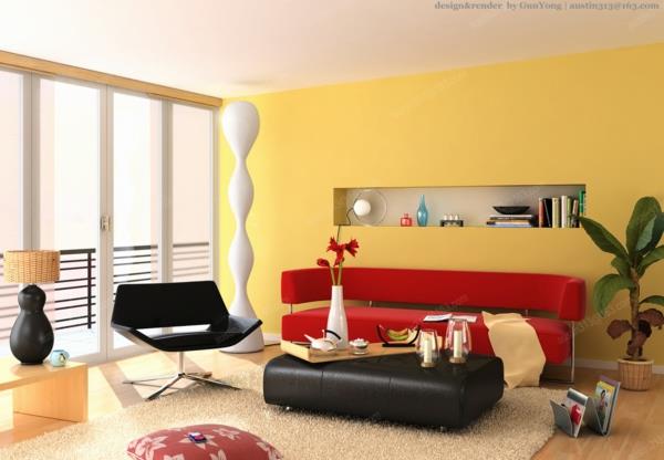 pomaluj ściany pomysły salon żółty świeży jasny