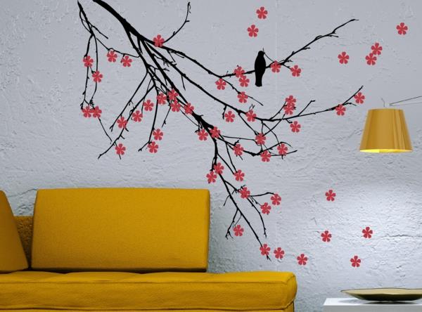 pomaluj ściany pomysły salon żółty świeży wzór sofy