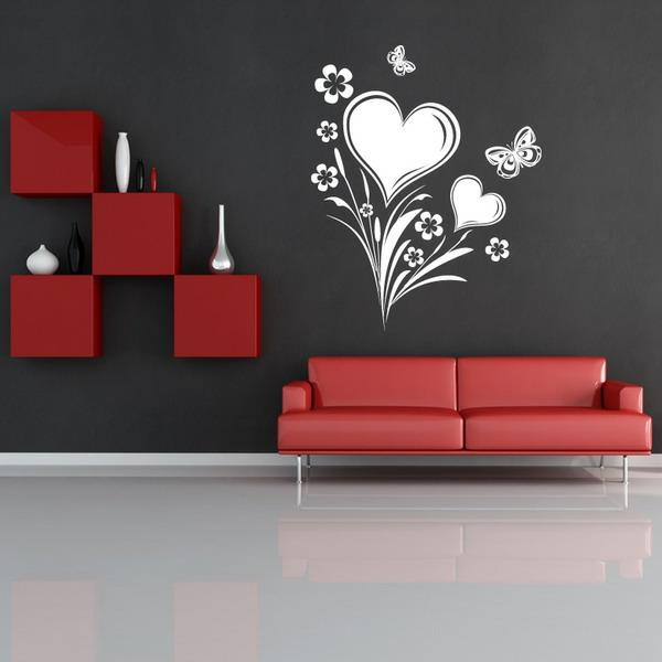 pomaluj ściany pomysły salon wzornik wzór serce czerwone