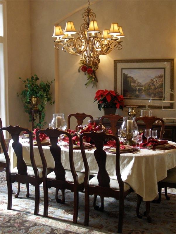 idées de déco de salle à manger design accents rouges de noël