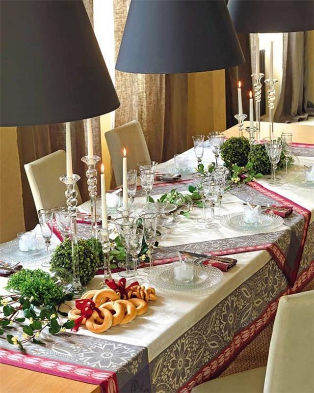 idées de vie salle à manger décorations de table élégantes vertes de noël