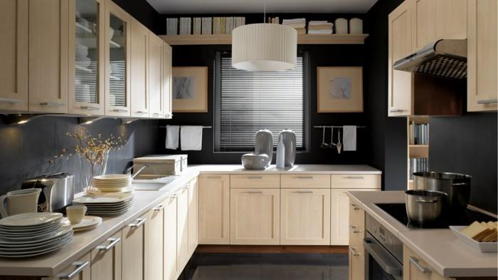 idées de vie cuisine armoires de cuisine beiges et murs gris créent un joli contraste de couleurs