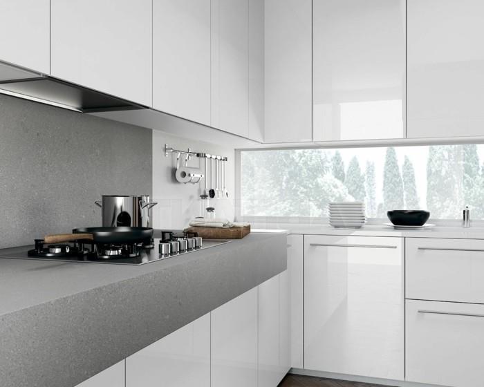 idées de vie cuisine design de cuisine élégante en blanc et gris