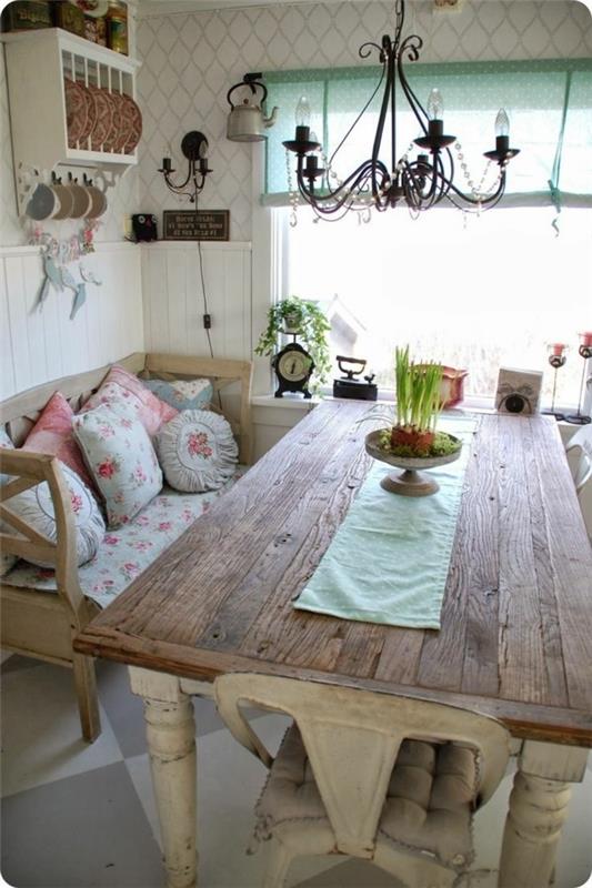 żywe pomysły kuchnia shabby chic jadalnia rośliny