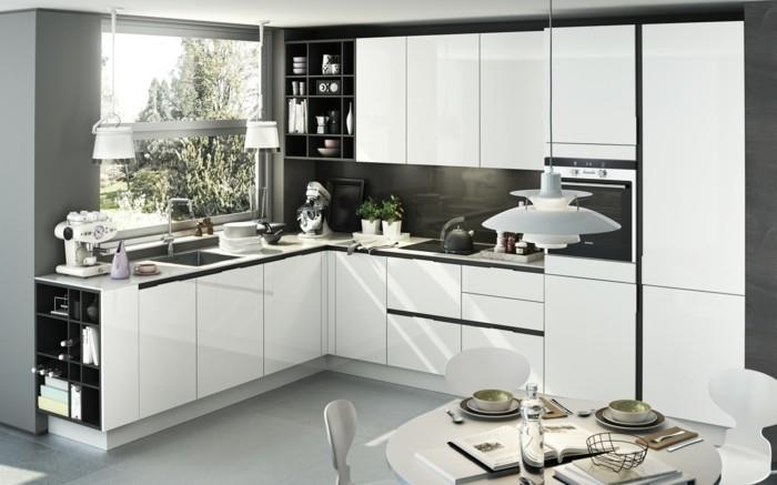 idées de vie cuisine coin cuisine avec armoires de cuisine blanches et sol gris clair