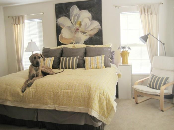 pomysły na życie pomysły na dekoracje do sypialni żółta pościel wykładzina dywanowa cisers