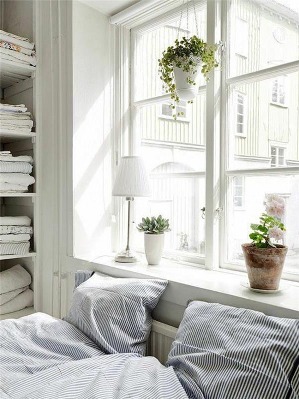 idées de vie chambre à coucher rebord de fenêtre déco plantes