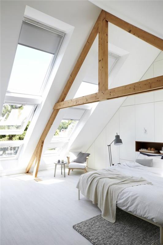 idées de vie chambre à coucher style scandinave poutres en bois espace de rangement