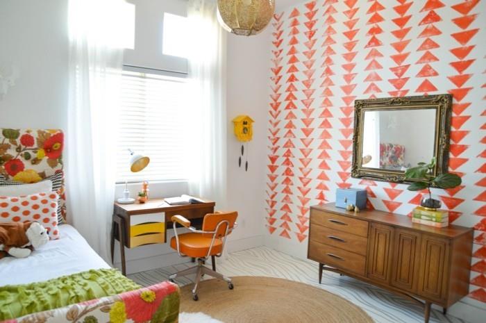 żywe pomysły sypialnia tapeta w stylu vintage pokój dziecięcy okrągły dywan